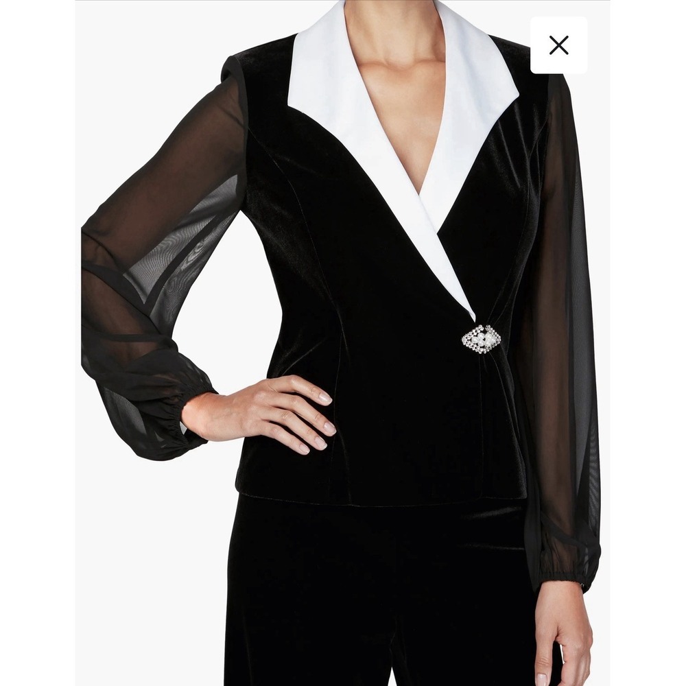 Alex Evenings Illusion Sleeve Stretch Velvet Top Size Small Petite